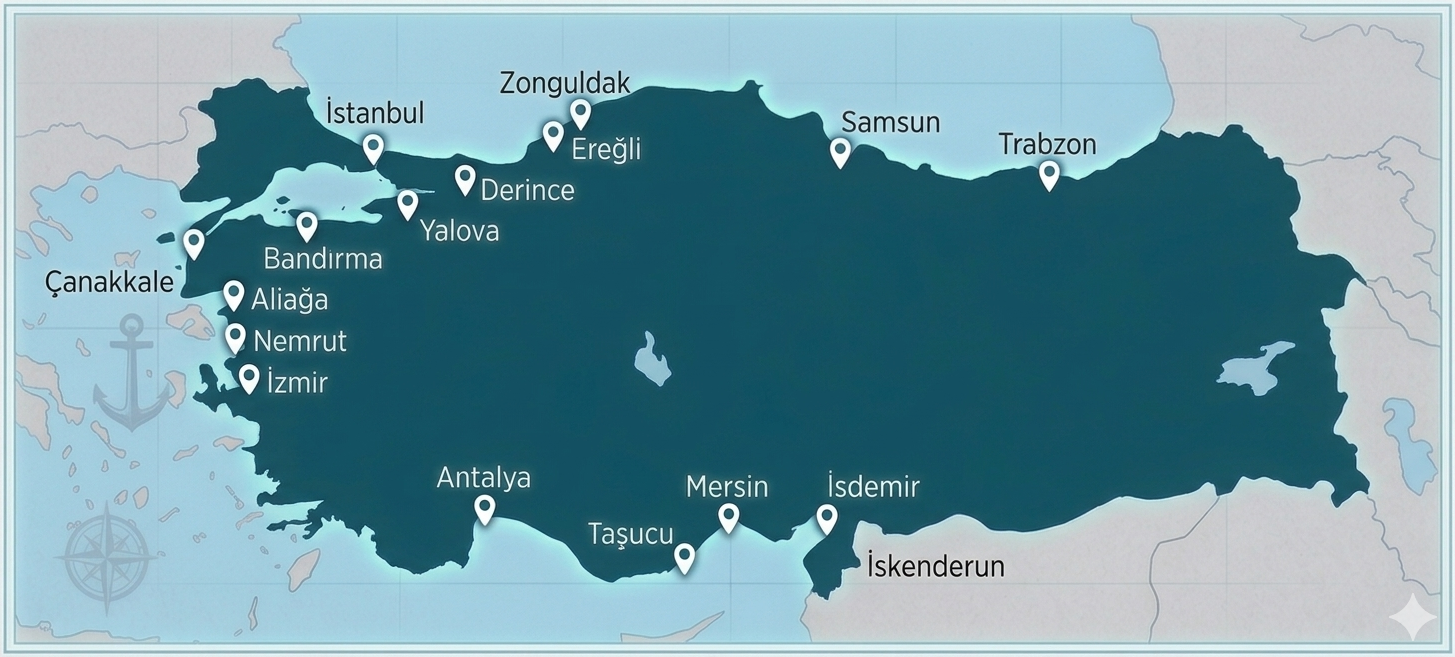 Turkey Ports Map